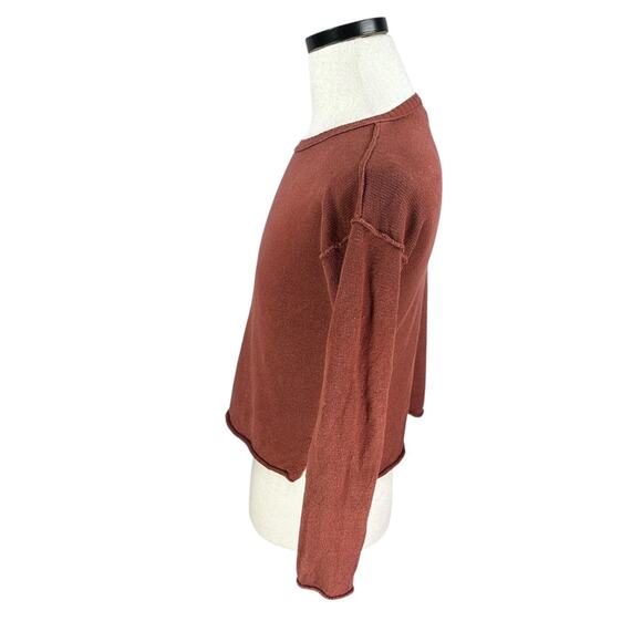 Eileen Fisher Sweater Women’s PP Petites Organic Linen Crew Neck Brown Pullover - Picture 4 of 10